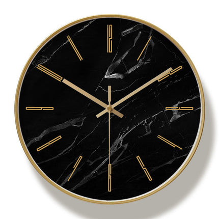 Ronde wandklok met marmerlook en goud