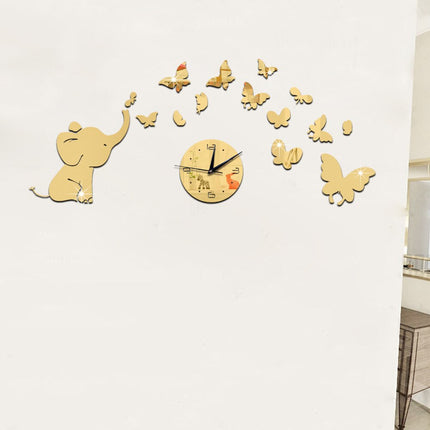 Spiegel wandklok olifant met vlinders