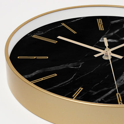 Ronde wandklok met marmerlook en goud