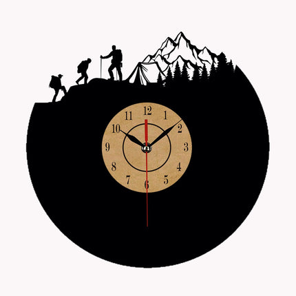 Vinyl wandklok met klimmen thema