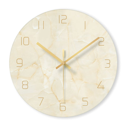 Wandklok met Witte Marmerlook en Goud