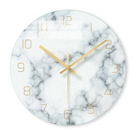 Luxe Wandklok Marmerpatroon Gouden Cijfers