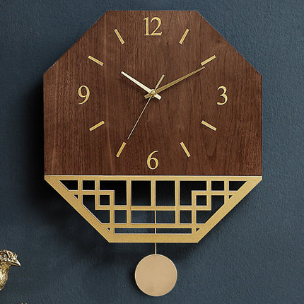 Houten wandklok Japans design met slinger