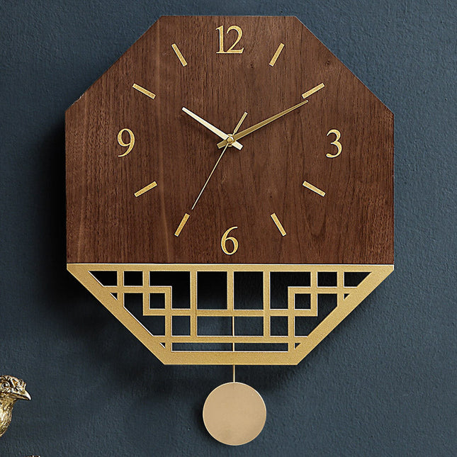 Houten wandklok Japans design met slinger