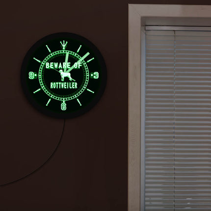 Rottweiler honden wandklok met led licht