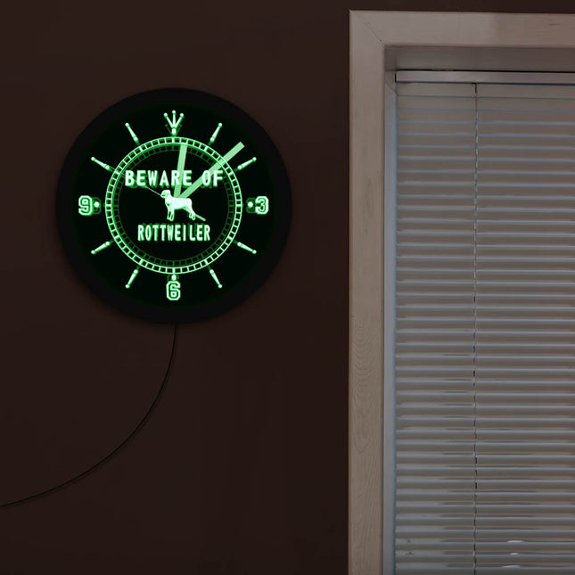 Rottweiler honden wandklok met led licht