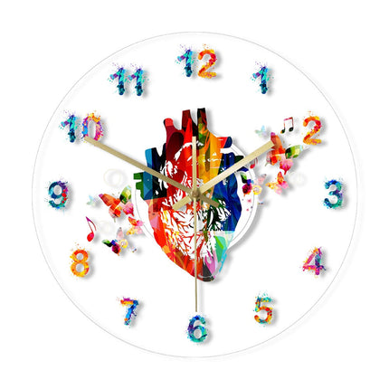 Moderne acryl wandklok anatomisch hart