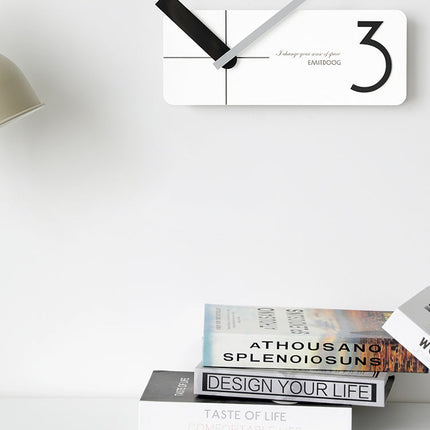 Moderne rechthoekige design wandklok wit