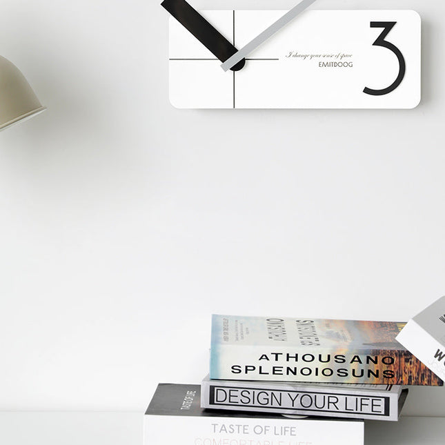 Moderne rechthoekige design wandklok wit