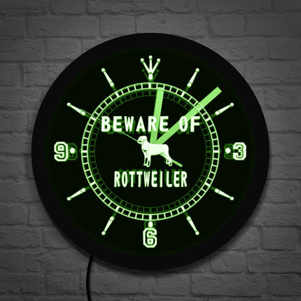 Rottweiler honden wandklok met led licht