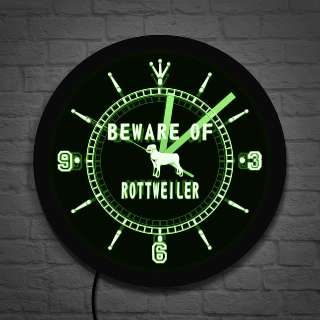 Rottweiler honden wandklok met led licht