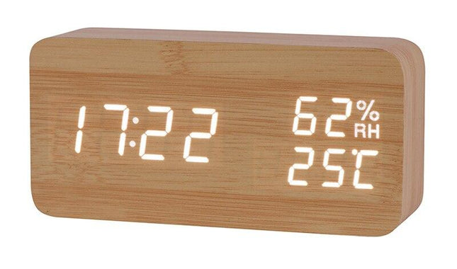 Digitale houten wekker met temperatuur