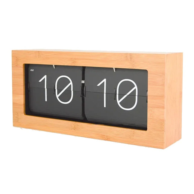 Retro houten flipklok voor bureau