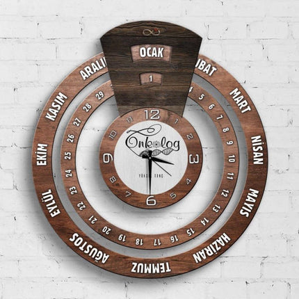 Houten wandklok Maya kalender design