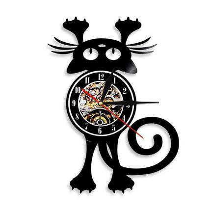 Design wandklok kat met zichtbaar uurwerk