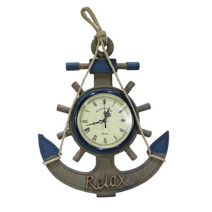 Maritieme wandklok met anker stuurwiel