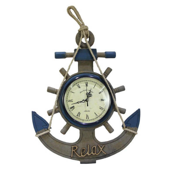 Maritieme wandklok met anker stuurwiel