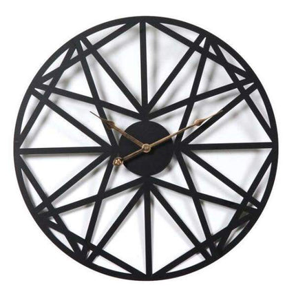 Grote smeedijzeren wandklok geometrisch design
