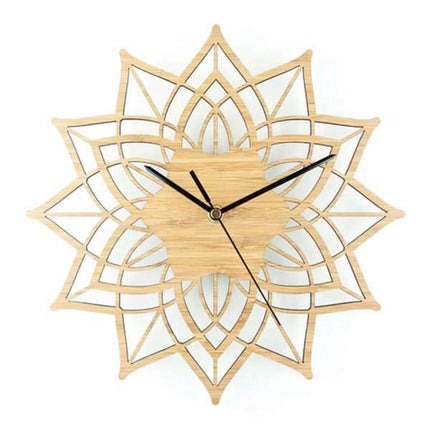 Grote houten wandklok mandala design