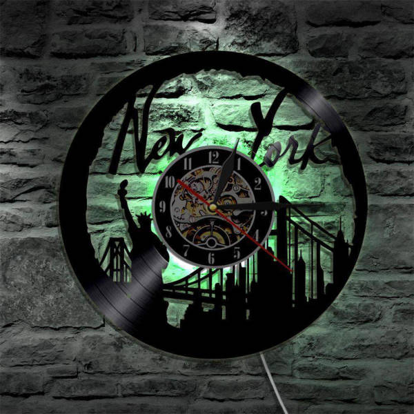 New York skyline wandklok vinylplaat