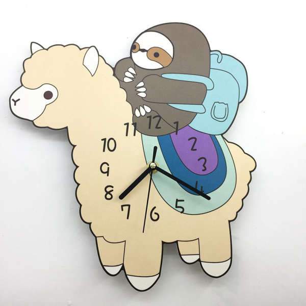 Grappige kinderklok met luiaard en lama