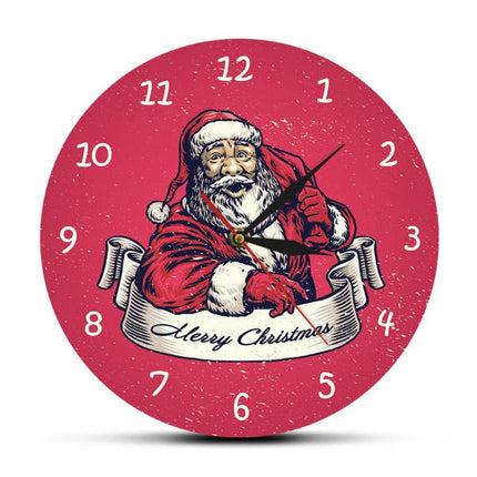 Rode kerst wandklok met kerstman