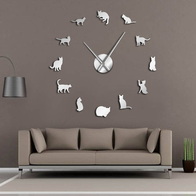 DIY sticker wandklok met katten