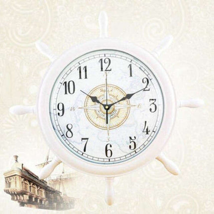 Grote wandklok stuurwiel nautisch design