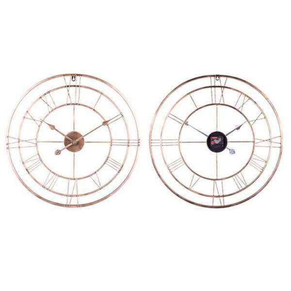 Grote metalen wandklok dubbele cirkel