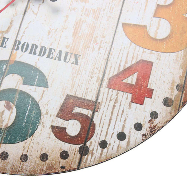 Retro houten wandklok Franse bistro stijl
