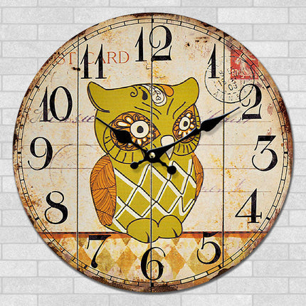 Vintage wandklok met uil voor kinderkamer