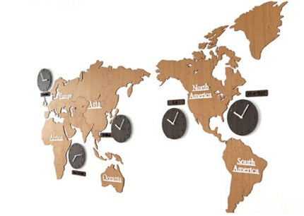 Moderne wereldkaart klok met tijdzones