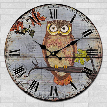 Vintage wandklok met uil voor kinderkamer