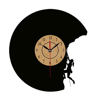 Vinyl wandklok met klimmen thema