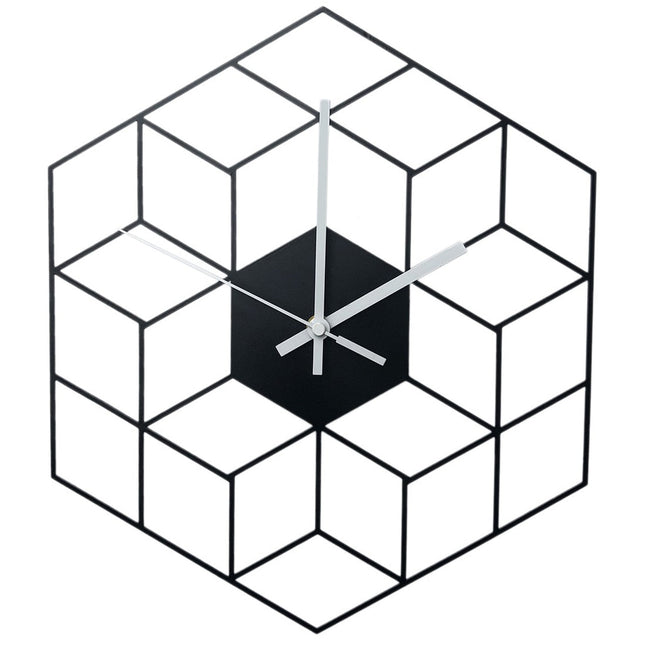 Geometrische Wandklok Kubus Illusie Goud