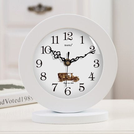 Ronde houten tafelklok vintage stijl