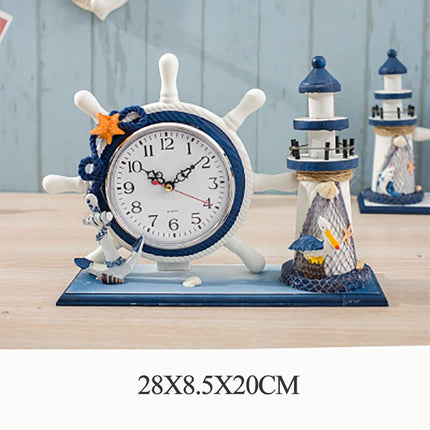 Tafelklok met stuurwiel en vuurtoren