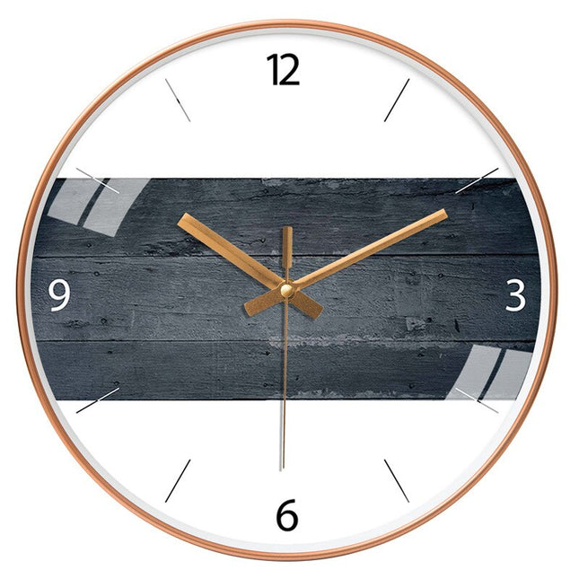 Moderne houten wandklok 30 cm roségoud