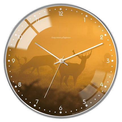 Design Wandklok Hout met Geel