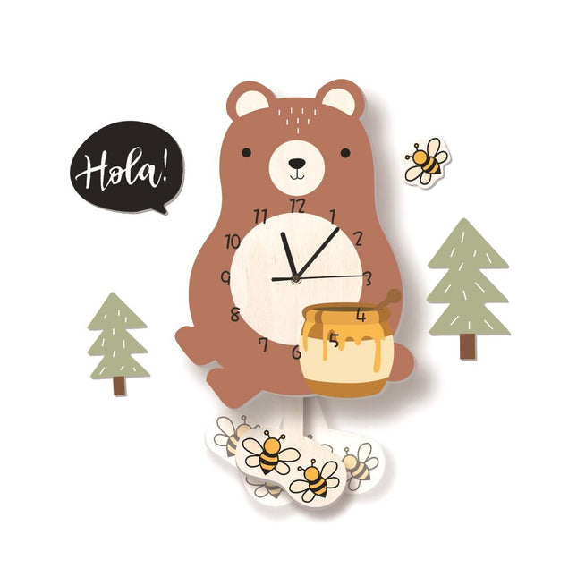 Wandklok kinderkamer met roze flamingo