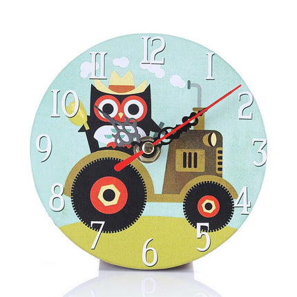 Leuke kinderklok met uil op tractor