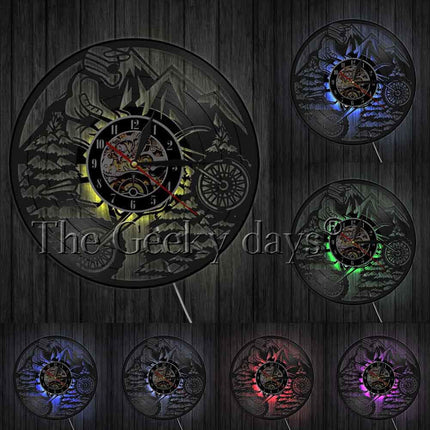 Wandklok motorcross design van vinylplaat