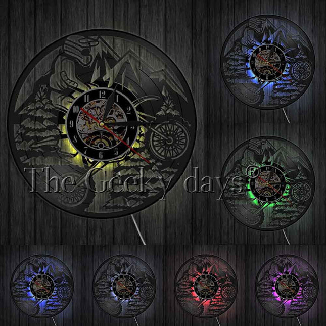 Wandklok motorcross design van vinylplaat