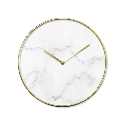 Elegante Wandklok Wit Marmerlook Goud