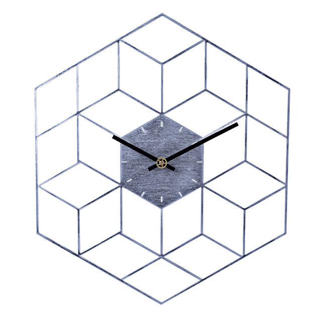 Geometrische Wandklok Kubus Illusie Goud