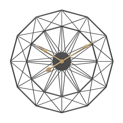 Grote Gouden Metalen Wandklok Geometrisch