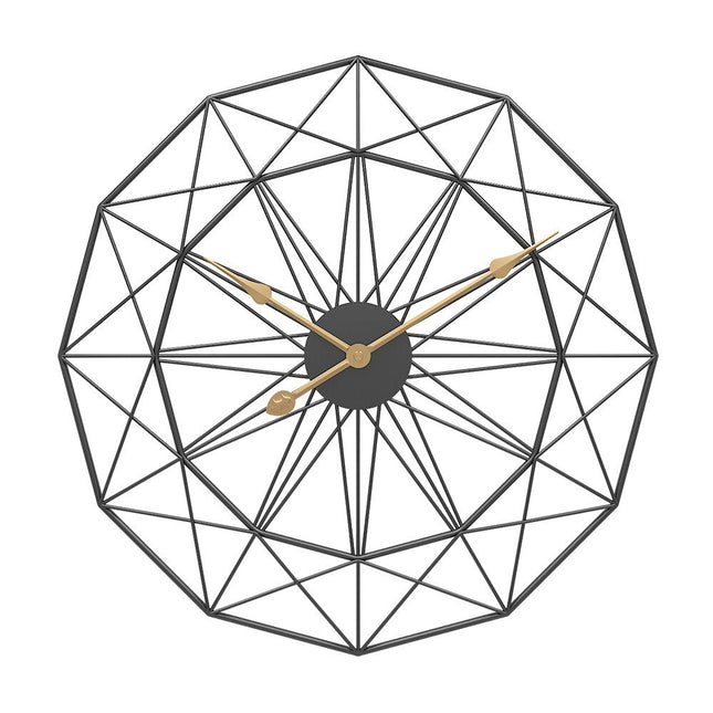 Grote Gouden Metalen Wandklok Geometrisch