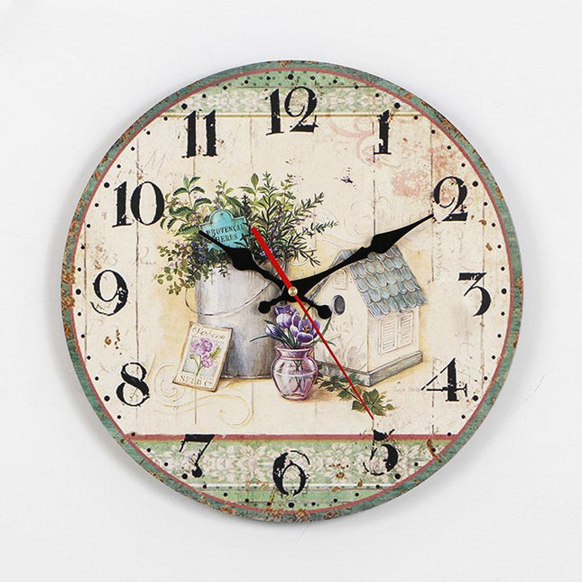 Vintage Amerikaanse wandklok met houtlook