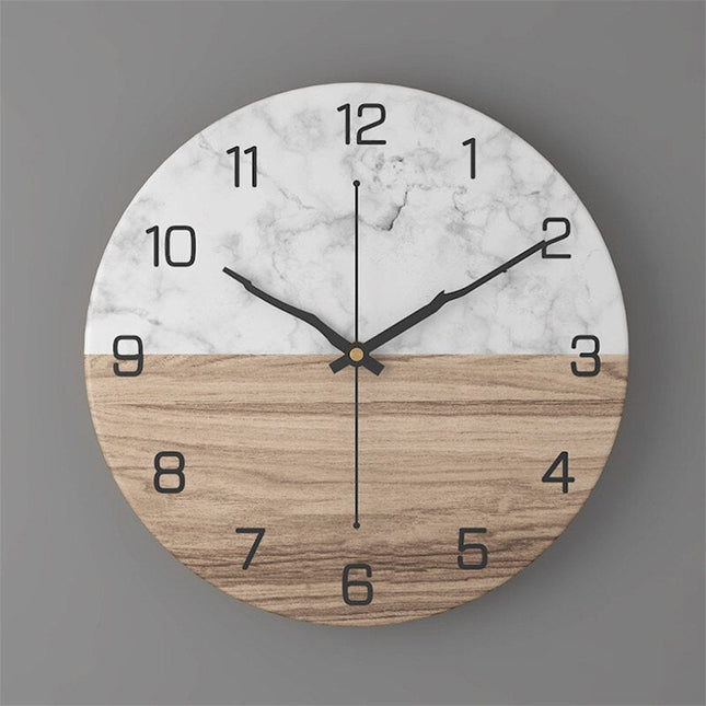 Design Wandklok Zwart Wit Marmerlook