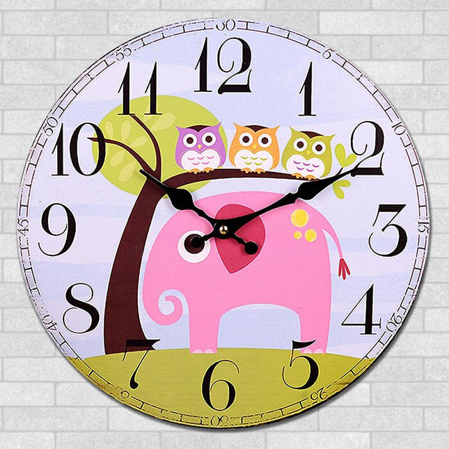 Vintage wandklok met uil voor kinderkamer